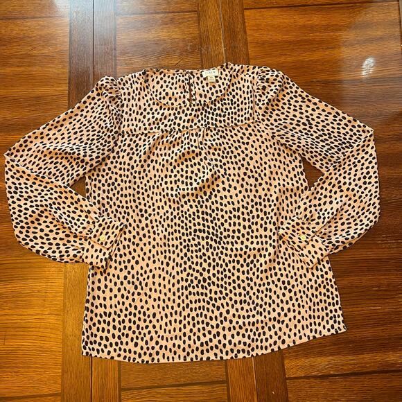 🐆 J.Crew XS Cheetah Print Puff Sleeve Blouse AG681 Tunic Top - Picture 4 of 13